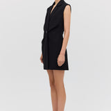 BLACK SUITING INTERLUDE VEST DRESS