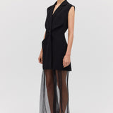 BLACK SUITING INTERLUDE VEST DRESS