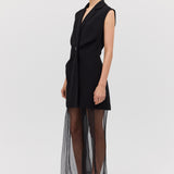 BLACK SUITING INTERLUDE VEST DRESS