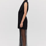 BLACK SUITING INTERLUDE VEST DRESS