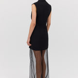 BLACK SUITING INTERLUDE VEST DRESS