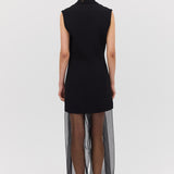 BLACK SUITING INTERLUDE VEST DRESS