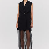 BLACK SUITING INTERLUDE VEST DRESS