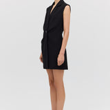 BLACK SUITING INTERLUDE VEST DRESS