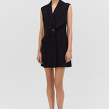 BLACK SUITING INTERLUDE VEST DRESS