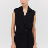 BLACK SUITING INTERLUDE VEST DRESS