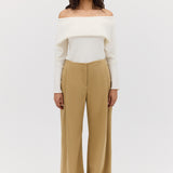 CREAM WOOL JERSEY BIJOU TOP