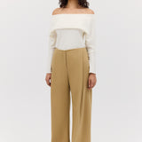 CREAM WOOL JERSEY BIJOU TOP