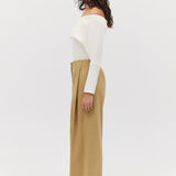 CREAM WOOL JERSEY BIJOU TOP