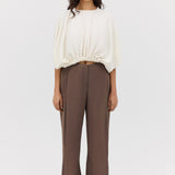 CREAM WOOL JERSEY ENVELOP TOP
