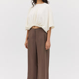 CREAM WOOL JERSEY ENVELOP TOP