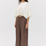 CREAM WOOL JERSEY ENVELOP TOP