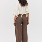 CREAM WOOL JERSEY ENVELOP TOP