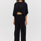 BLACK WOOL JERSEY ENVELOP TOP
