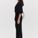 BLACK WOOL JERSEY ENVELOP TOP