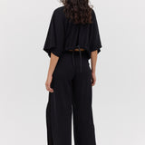 BLACK WOOL JERSEY ENVELOP TOP
