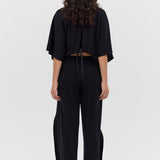 BLACK WOOL JERSEY ENVELOP TOP