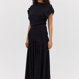 BLACK WOOL JERSEY DECODE TOP