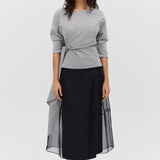 BLACK ORGANZA CURVATURE SKIRT