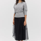 BLACK ORGANZA CURVATURE SKIRT