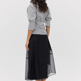 BLACK ORGANZA CURVATURE SKIRT