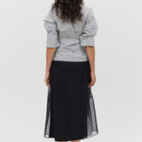 BLACK ORGANZA CURVATURE SKIRT