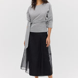 BLACK ORGANZA CURVATURE SKIRT
