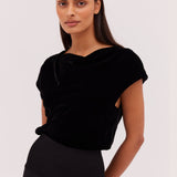 BLACK VELVET CRAWFORD TOP