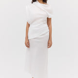 WHITE COTTON CLINCH SKIRT