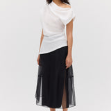 BLACK ORGANZA CURVATURE SKIRT