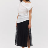 BLACK ORGANZA CURVATURE SKIRT