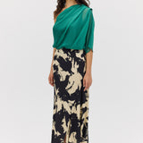 BLACK BLOOM CREPE POISE SKIRT