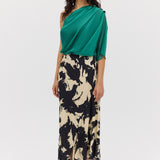 BLACK BLOOM CREPE POISE SKIRT