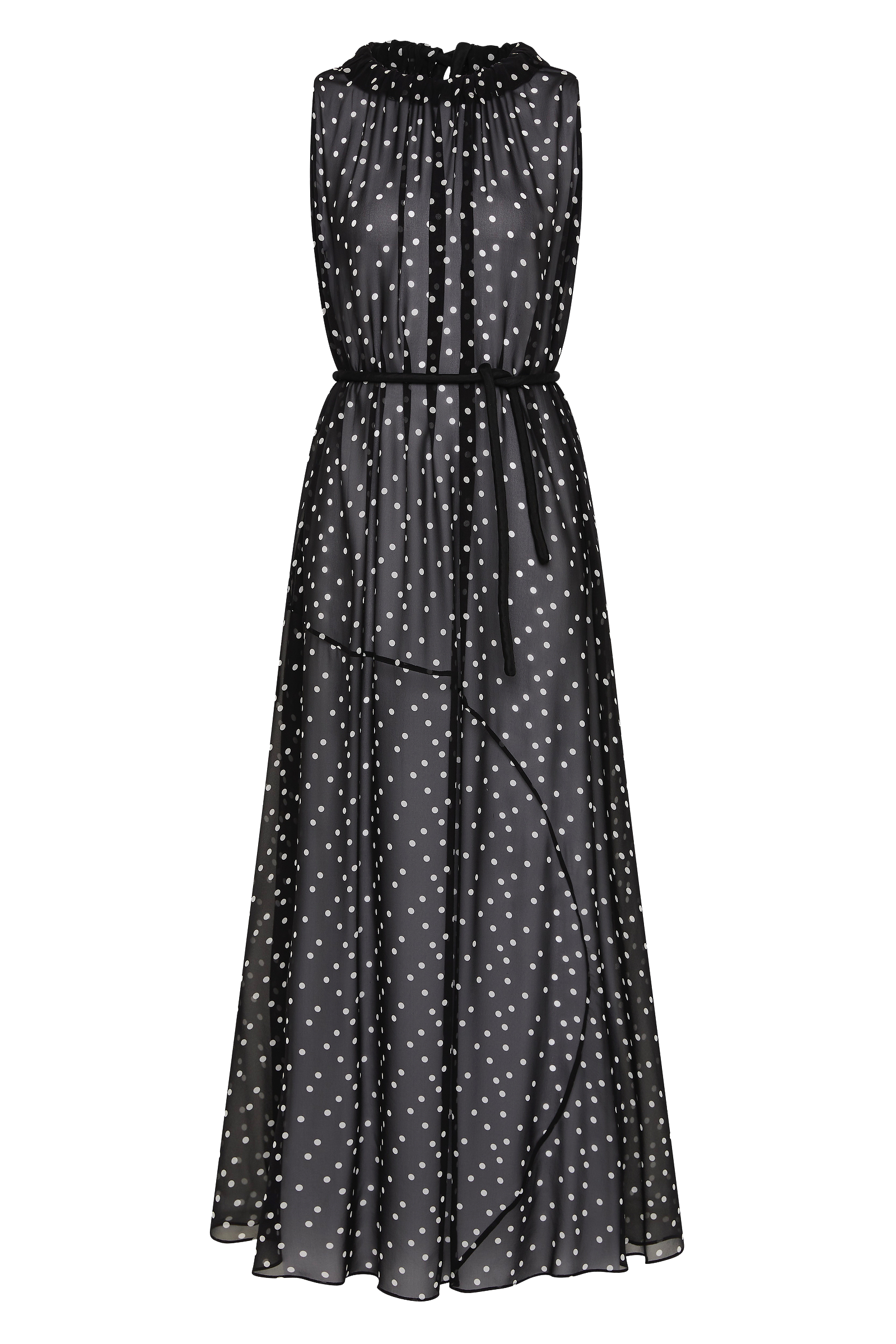 BLACK POLKA DOT SILK EMERGE DRESS