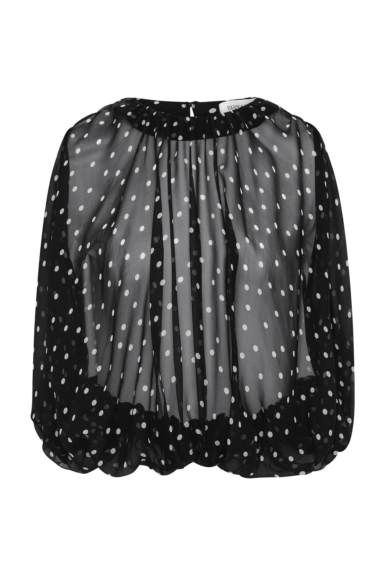 BLACK POLKA DOT SILK EMERGE TOP
