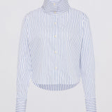 BLUE STRIPE COTTON RISE SHIRT