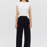 IVORY CREPE CRAWFORD TOP