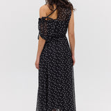 BLACK POLKA DOT SILK EMERGE DRESS