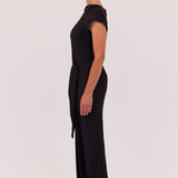 BLACK SATIN CREPE EVA DRESS