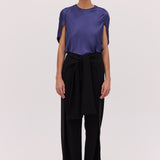 MIDNIGHT SATIN CRAWFORD TOP