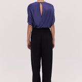 MIDNIGHT SATIN CRAWFORD TOP