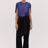 MIDNIGHT SATIN CRAWFORD TOP