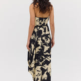 BLACK BLOOM CREPE SYMPHONY GOWN