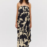 BLACK BLOOM CREPE SYMPHONY GOWN
