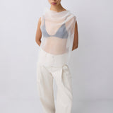 CREAM ORGANZA CEZANNE TOP