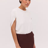 IVORY CREPE CRAWFORD TOP