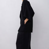 BLACK CREPE ARBUS COAT