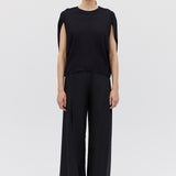 BLACK SILK RAY PANT