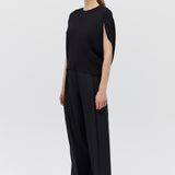 BLACK SILK RAY PANT