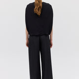 BLACK SILK RAY PANT